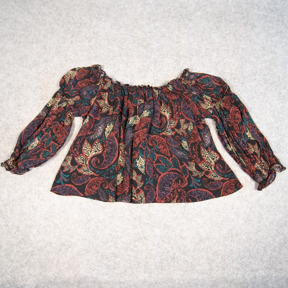 Shyanne Women's XS Off Shoulder Paisley Blouse Rayon Western Boho Top